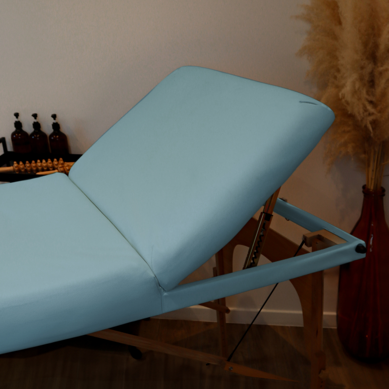 Table de massage bois - 3 Zones - Bleu pastel