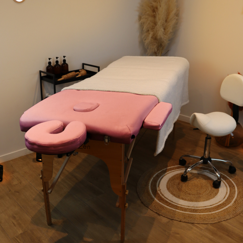 Table de massage bois - 2 Zones - Rose pastel