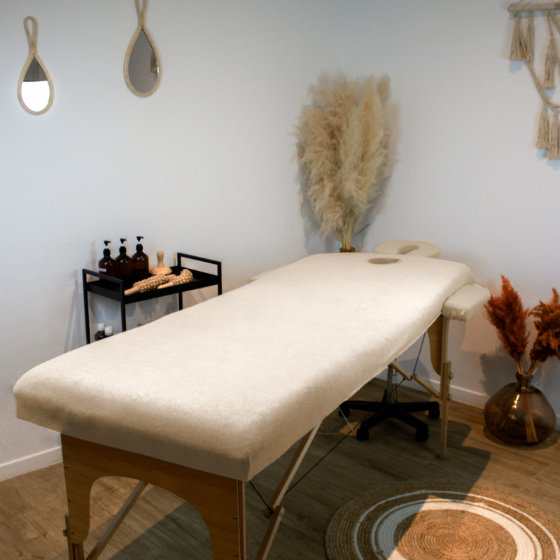 Kit complet de housses pour table de massage - Confort Plus - Éponge - Beige