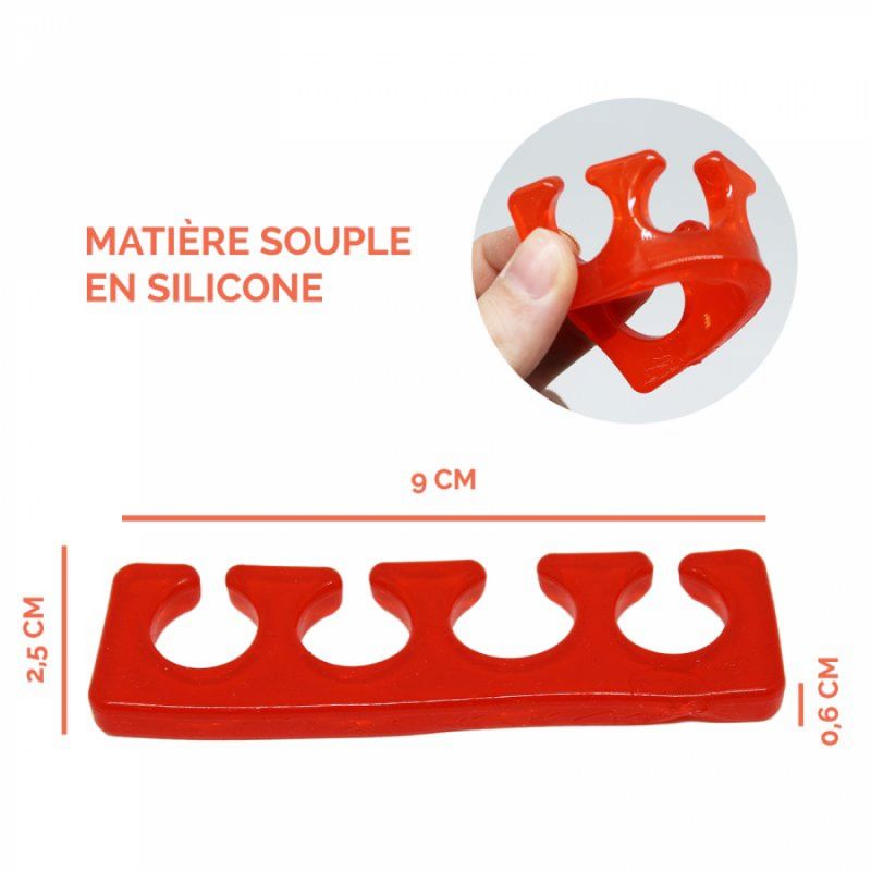 Paire de séparateurs d'orteils en silicone - Rouge