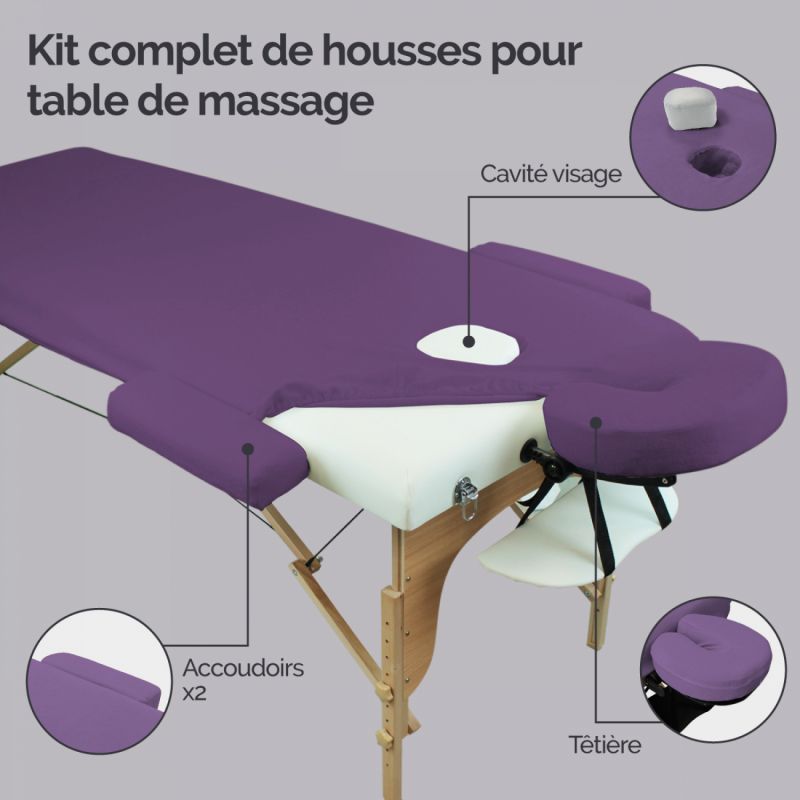 Kit complet de housses pour table de massage - Éponge - Violet