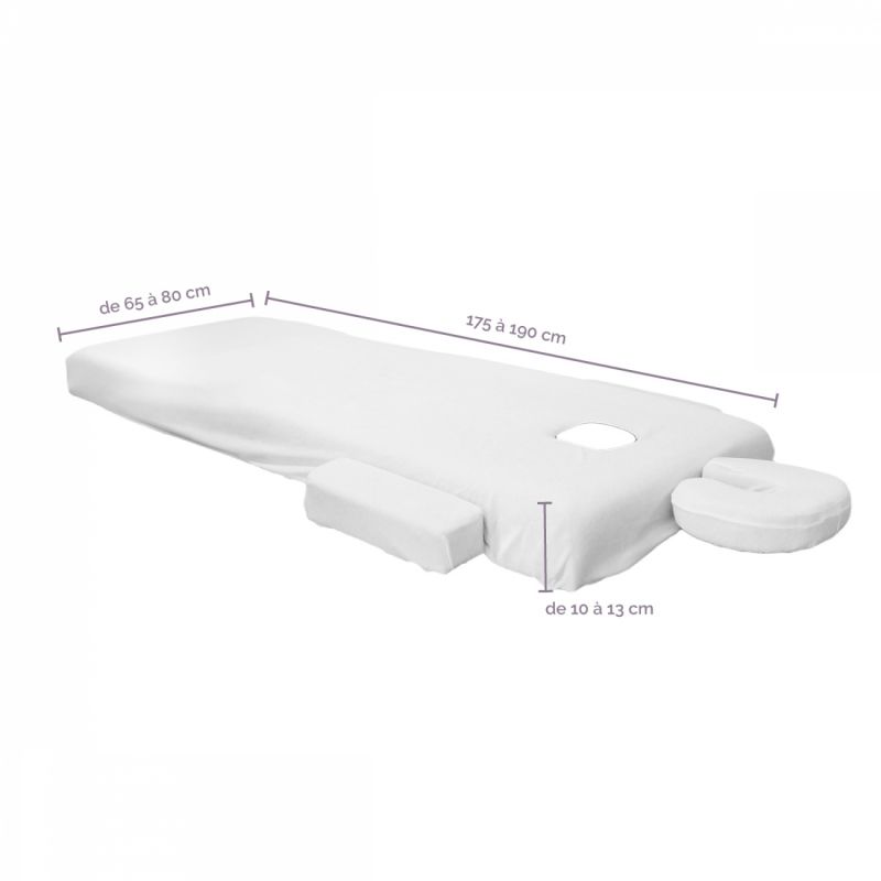 Kit complet de housses pour table de massage - Confort Plus - Éponge - Blanc