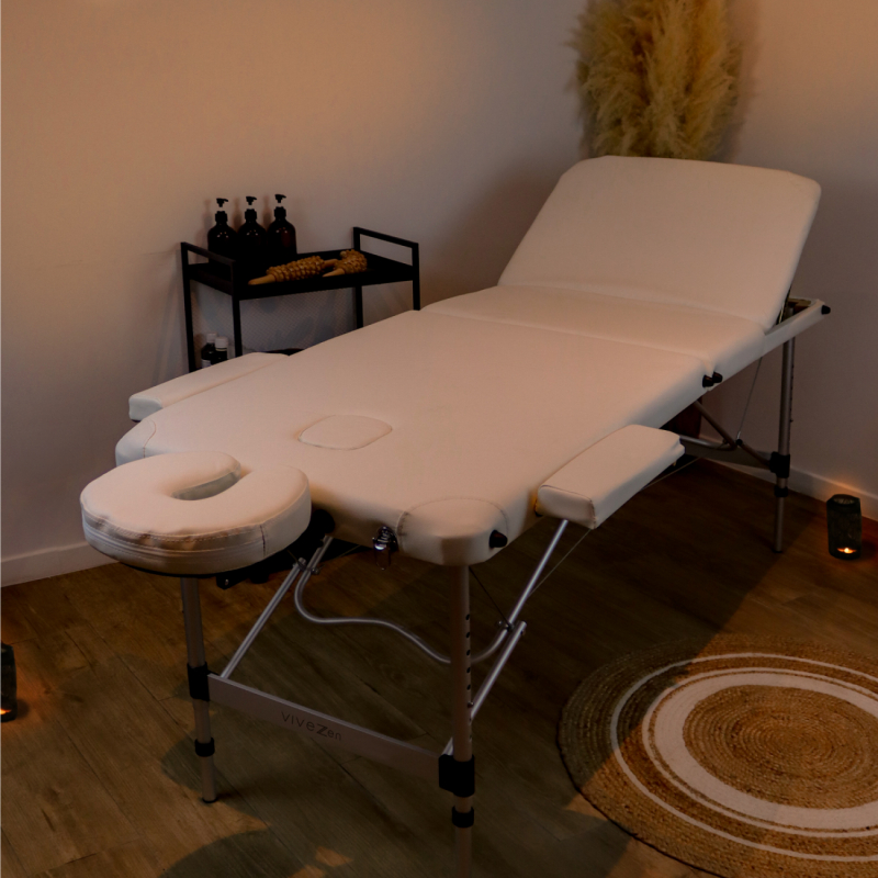 Table de massage aluminium - 3 Zones - Blanc