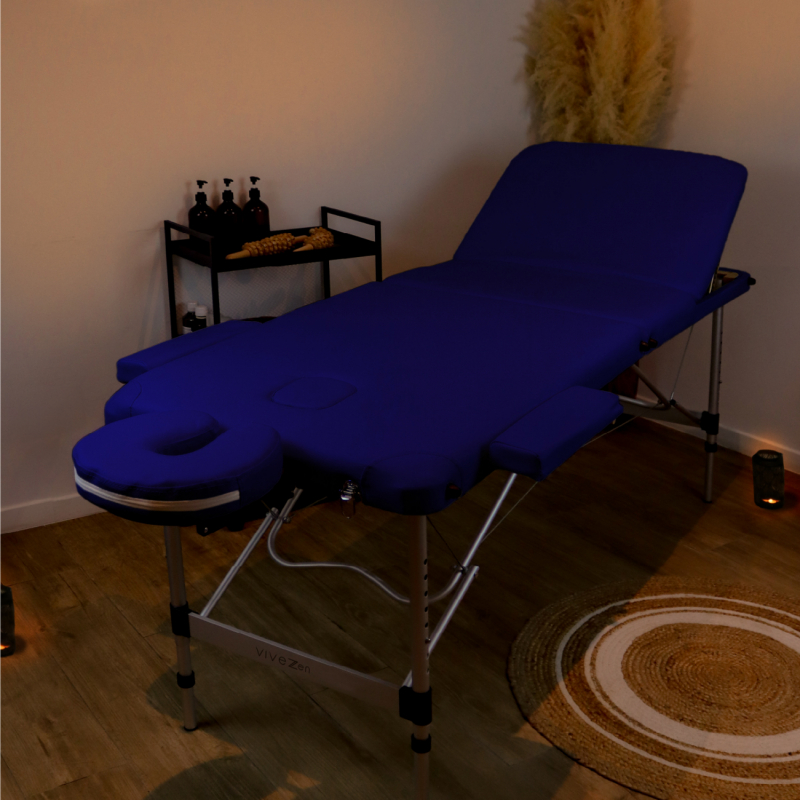 Table de massage aluminium - 3 Zones - Bleu azur