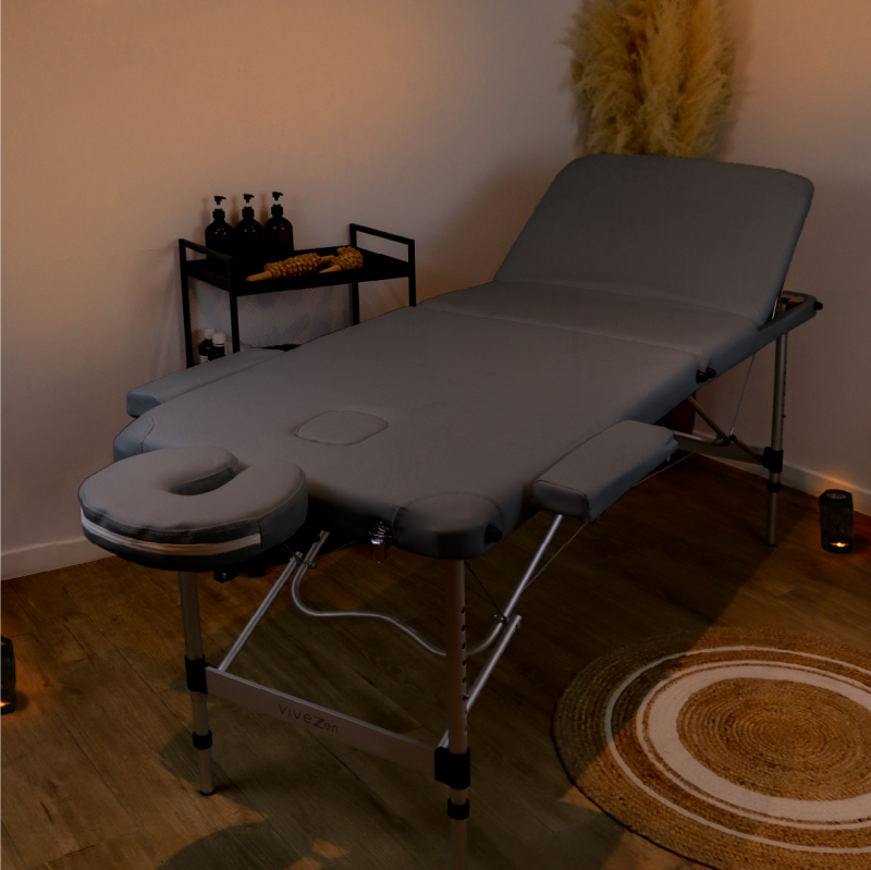 Table de massage aluminium - 3 Zones - Gris