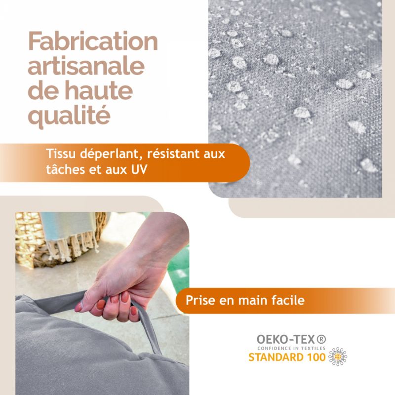 Kit de coussins capitonnés pour palette - Gris clair