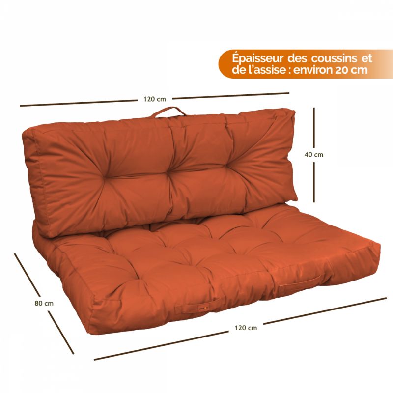 Kit de coussins capitonnés pour palette - Terracotta