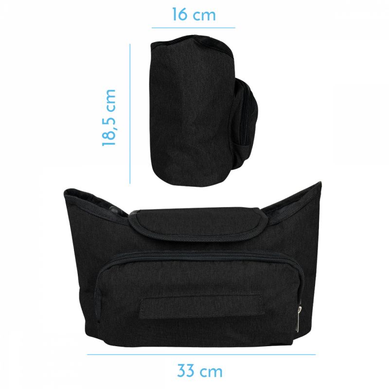 Lot de 4 sacs pour poussette - 33 x 16 x 18.5 cm - Noir