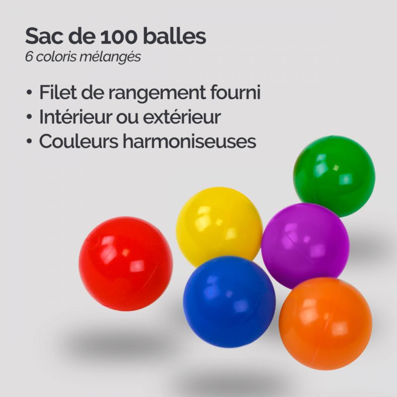 Lot de 3 sacs de 100 Balles - Multi couleurs