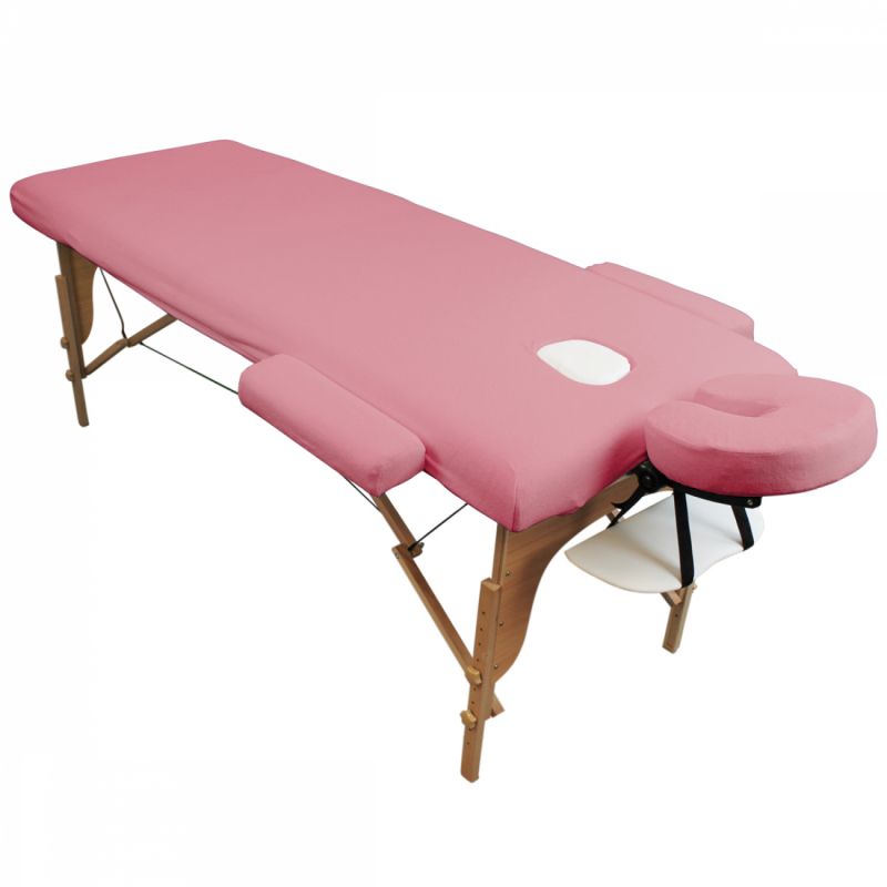 Kit complet de housses pour table de massage - Éponge - Rose pastel