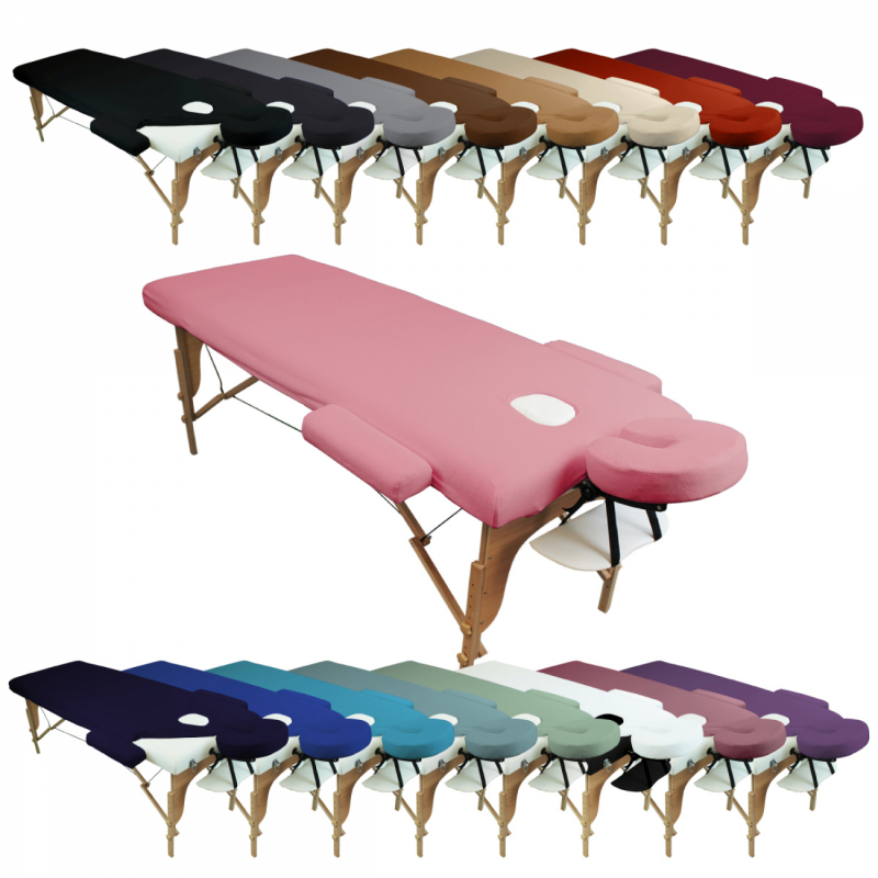 Kit complet de housses pour table de massage - Éponge - Rose pastel