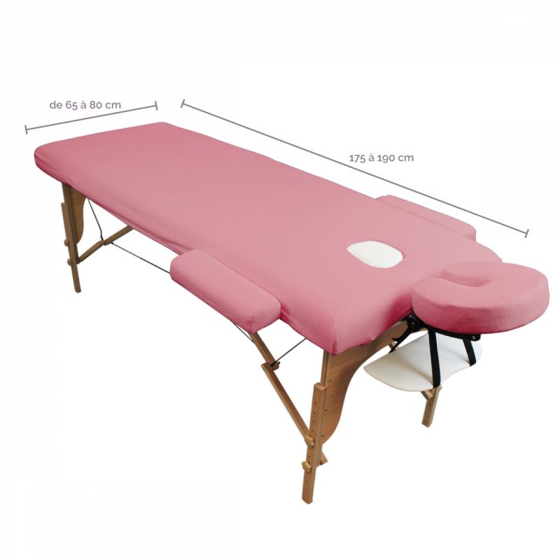 Kit complet de housses pour table de massage - Éponge - Rose pastel