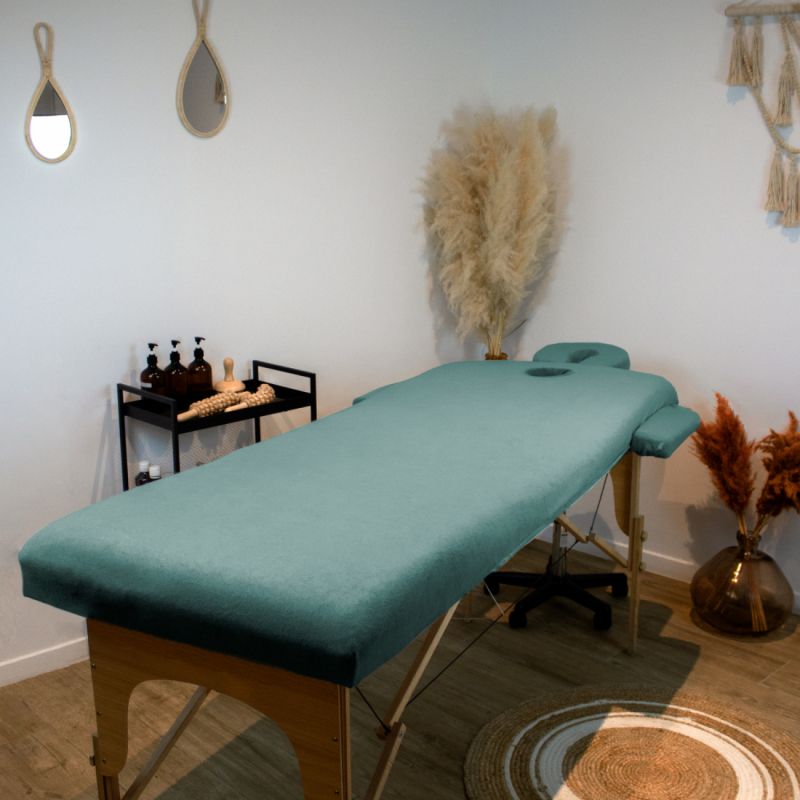 Kit complet de housses pour table de massage - Éponge - Bleu pastel