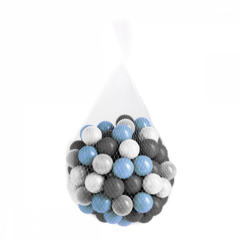 Lot de 3 sacs de 100 balles - Bleu, gris, blanc et transparent