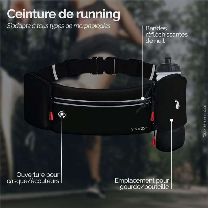 Ceinture De Course Peginmol Avec 3 Poches – Légère, Pour Smartphone, Clés, Gels