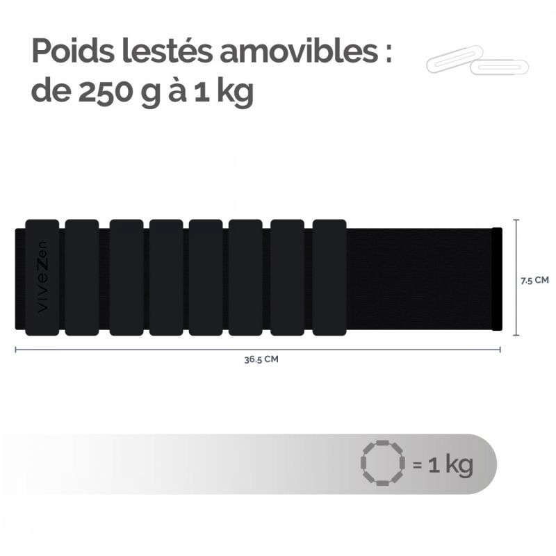 Poids lestés réglables - 1Kg - Noir