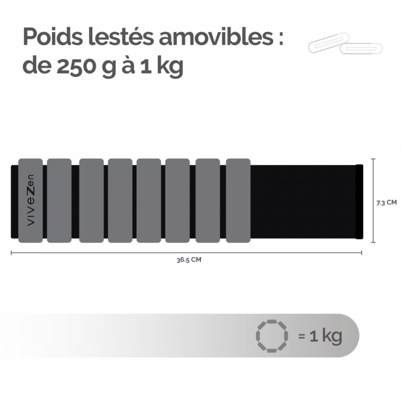 Poids lestés réglables - 1Kg - Gris