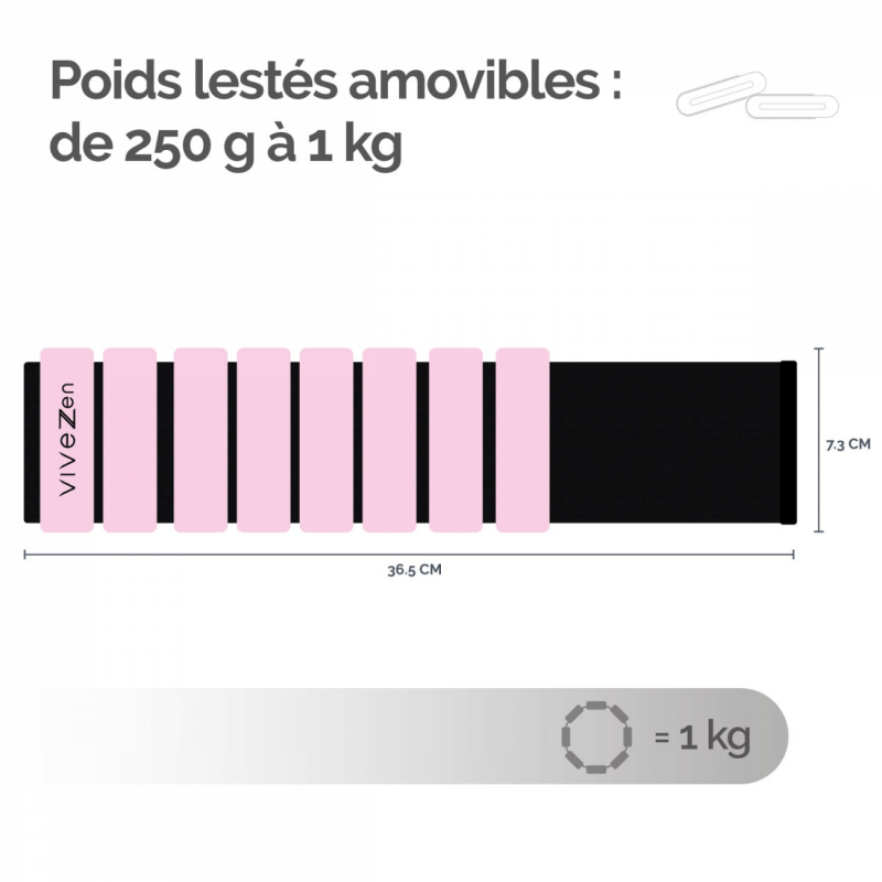 Poids lestés réglables - 1Kg - Rose