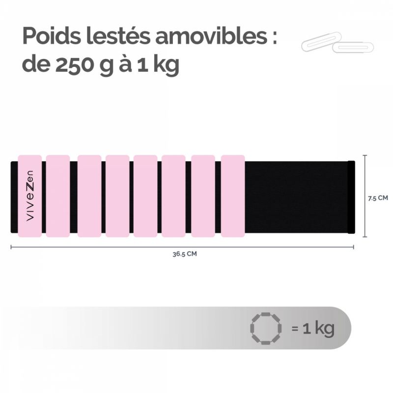 Poids lestés réglables - 1Kg - Rose