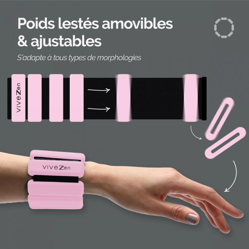 Poids lestés réglables - 1Kg - Rose
