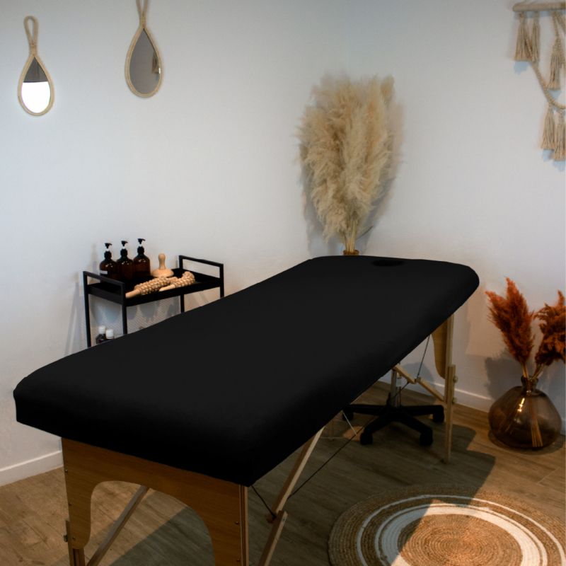 Housse intégrale pour table de massage - Noir