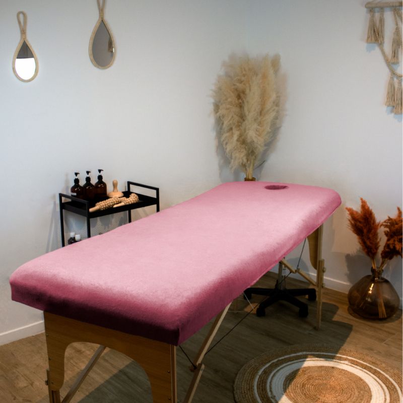 Drap-housse pour table de massage - Éponge - Rose pastel