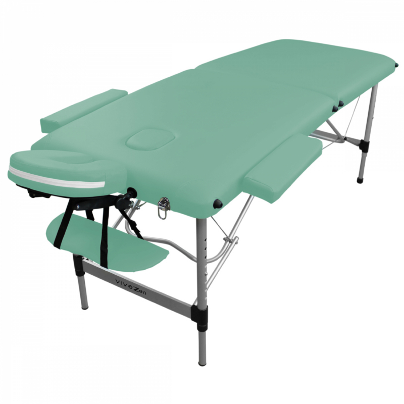 Table de massage aluminium - 2 Zones - Vert pastel