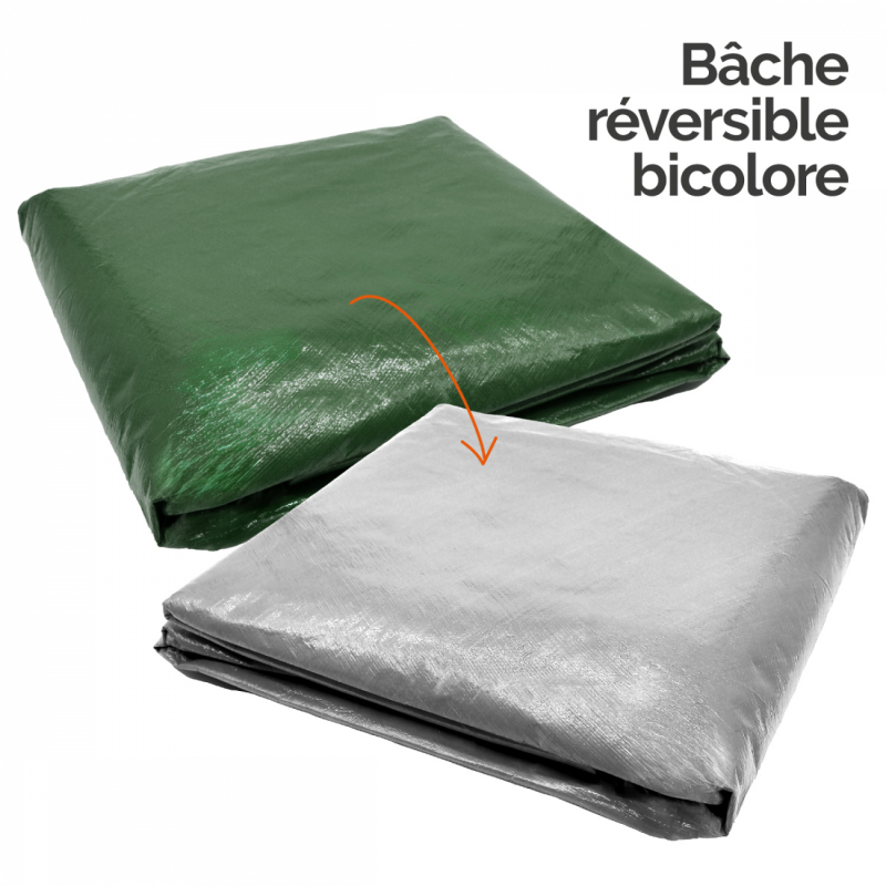 Bâche de protection universelle - 150g - 4 x 5 - Gris et vert