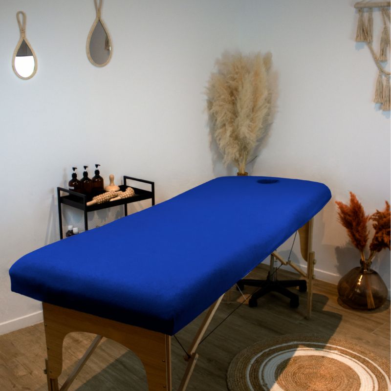 Drap-housse pour table de massage - Éponge - Bleu azur