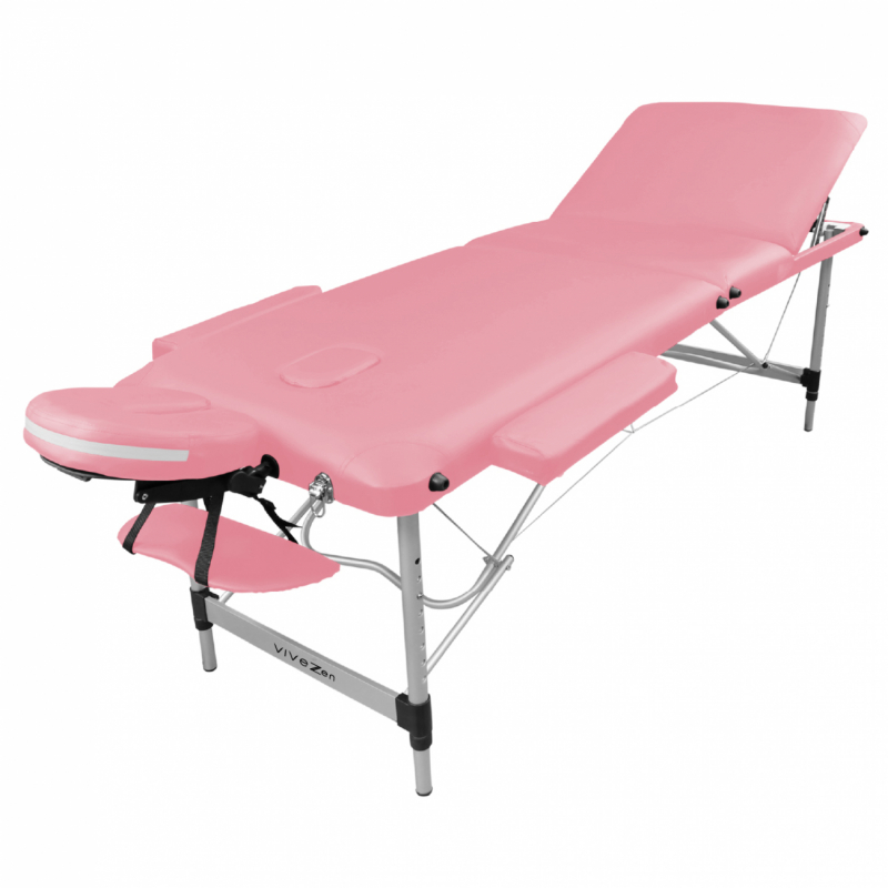Table de massage aluminium - 3 Zones - Rose pastel