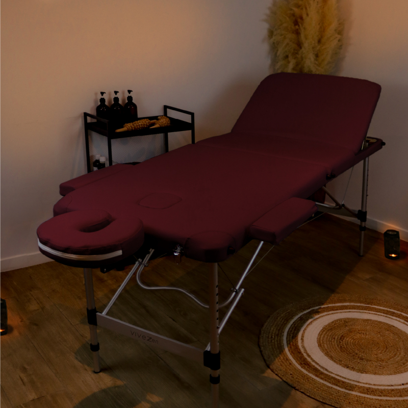 Table de massage aluminium - 3 Zones - Prune