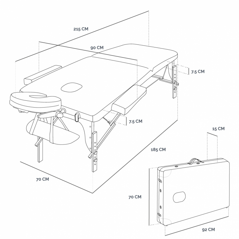 Table de massage bois - 2 Zones - Prune