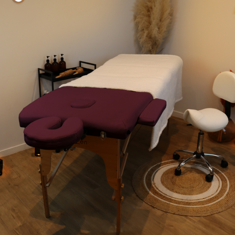 Table de massage bois - 2 Zones - Prune