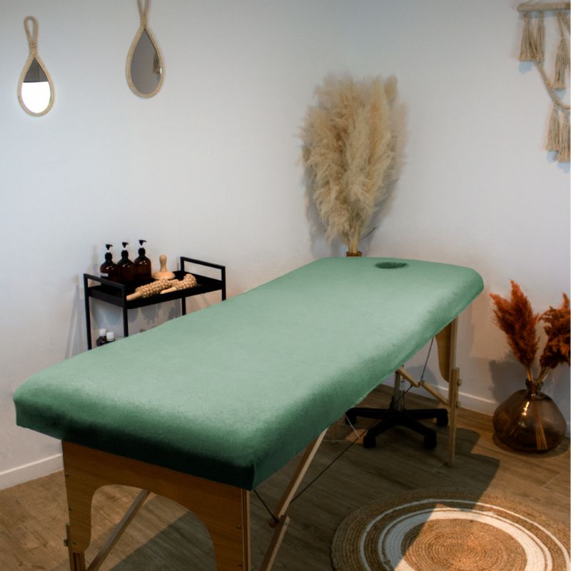 Drap-housse pour table de massage - Éponge - Vert pastel