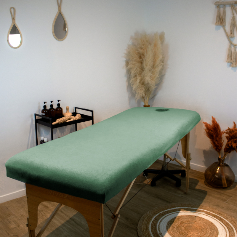Drap-housse pour table de massage - Éponge - Vert pastel