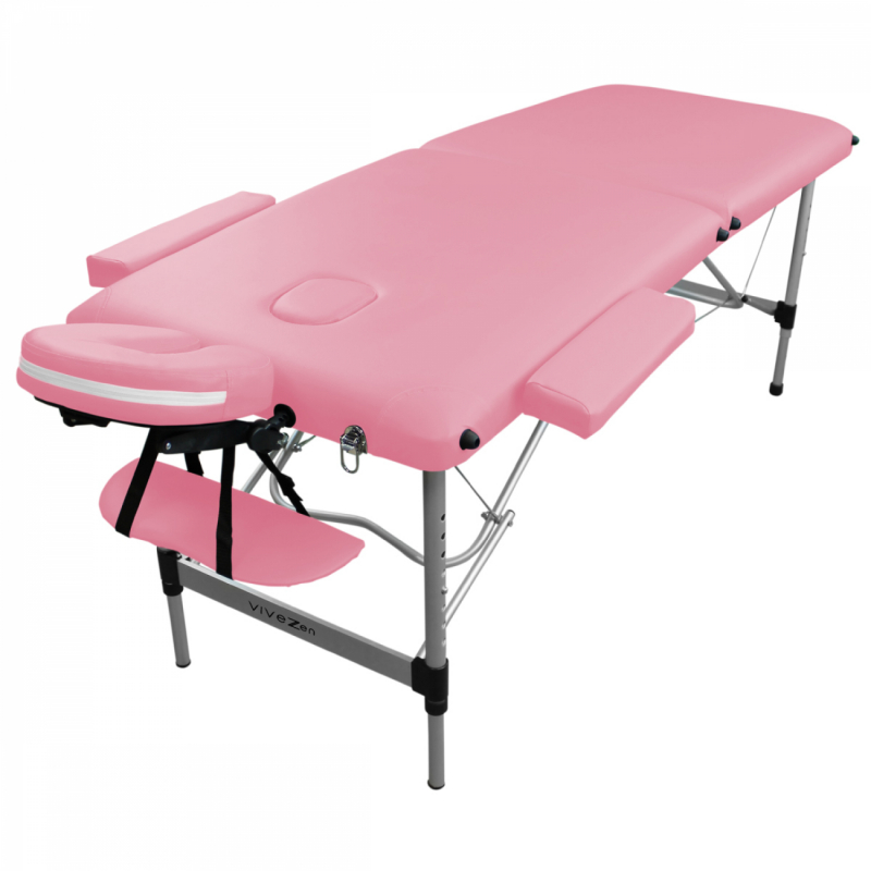Table de massage aluminium - 2 Zones - Rose pastel