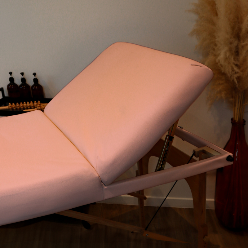 Table de massage bois - 3 Zones - Rose pastel