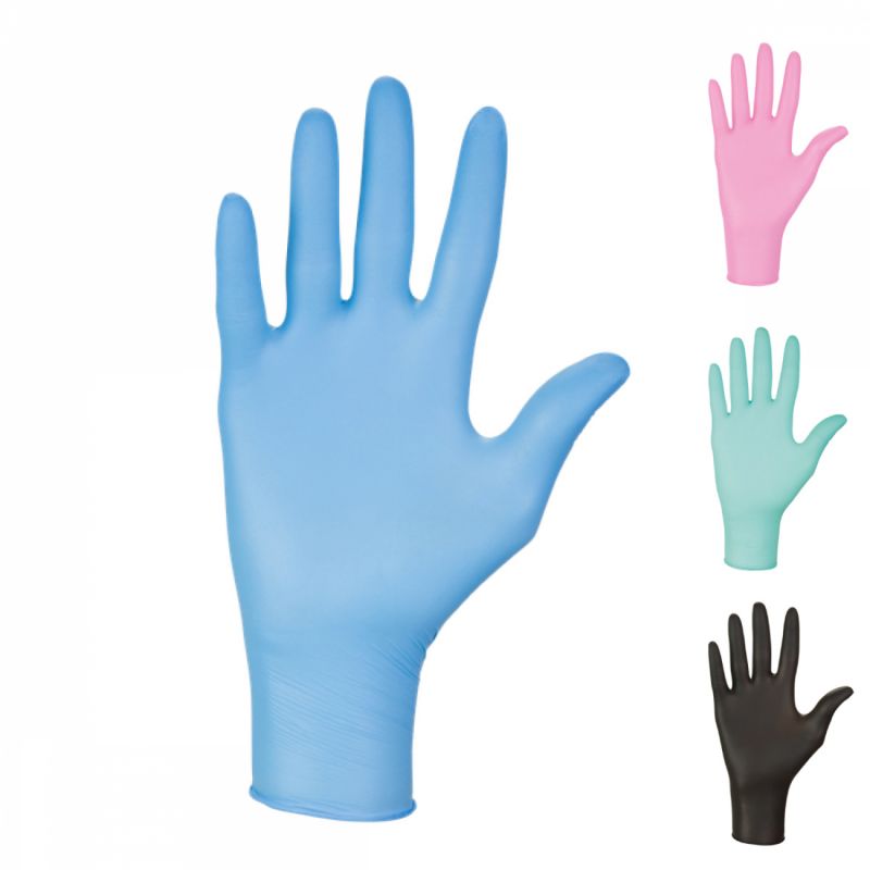 Boite de 200 gants nitrile jetables - non poudrés - Bleu - L