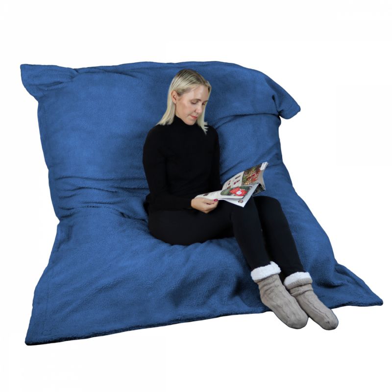 Pouf XXL - 150 x 180 cm - Sherpa - Bleu marine