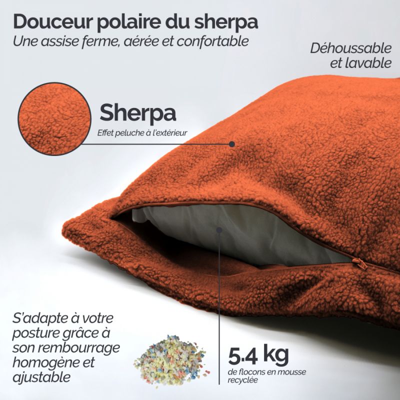 Pouf XXL - 150 x 180 cm - Sherpa - Terracotta