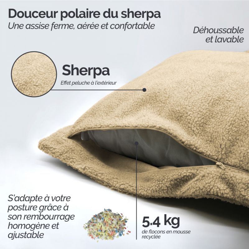 Pouf XXL - 150 x 180 cm - Sherpa - Beige