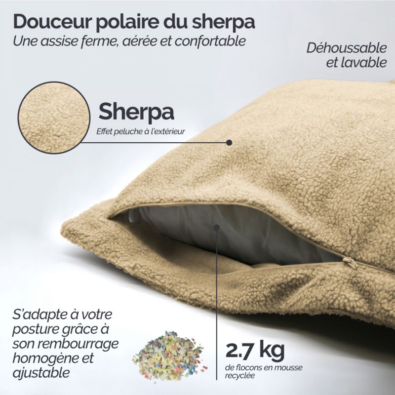 Pouf - 90 x 140 cm - Sherpa - Beige