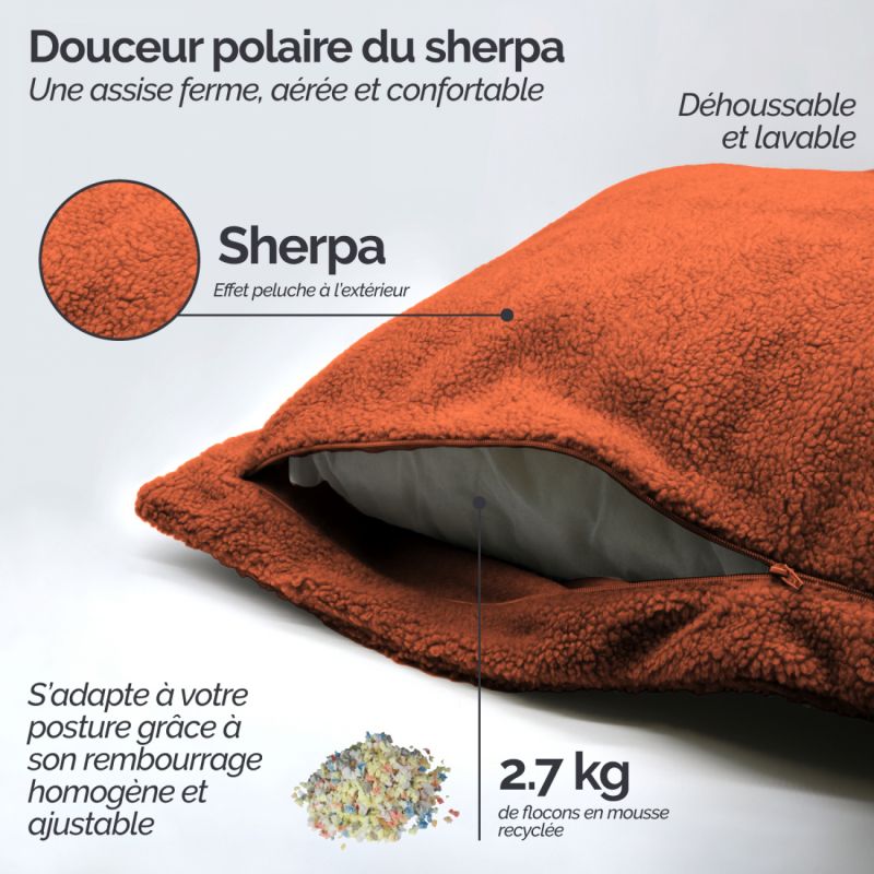 Pouf - 90 x 140 cm - Sherpa - Terracotta