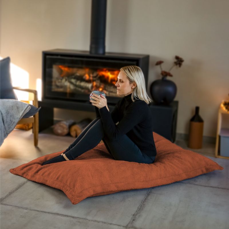 Pouf - 90 x 140 cm - Sherpa - Terracotta