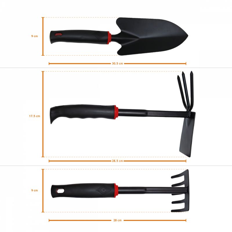 Lot de 3 outils de jardinage - Noir