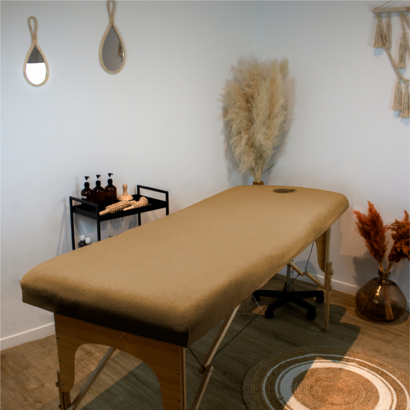 Drap-housse pour table de massage - Éponge - Marron clair