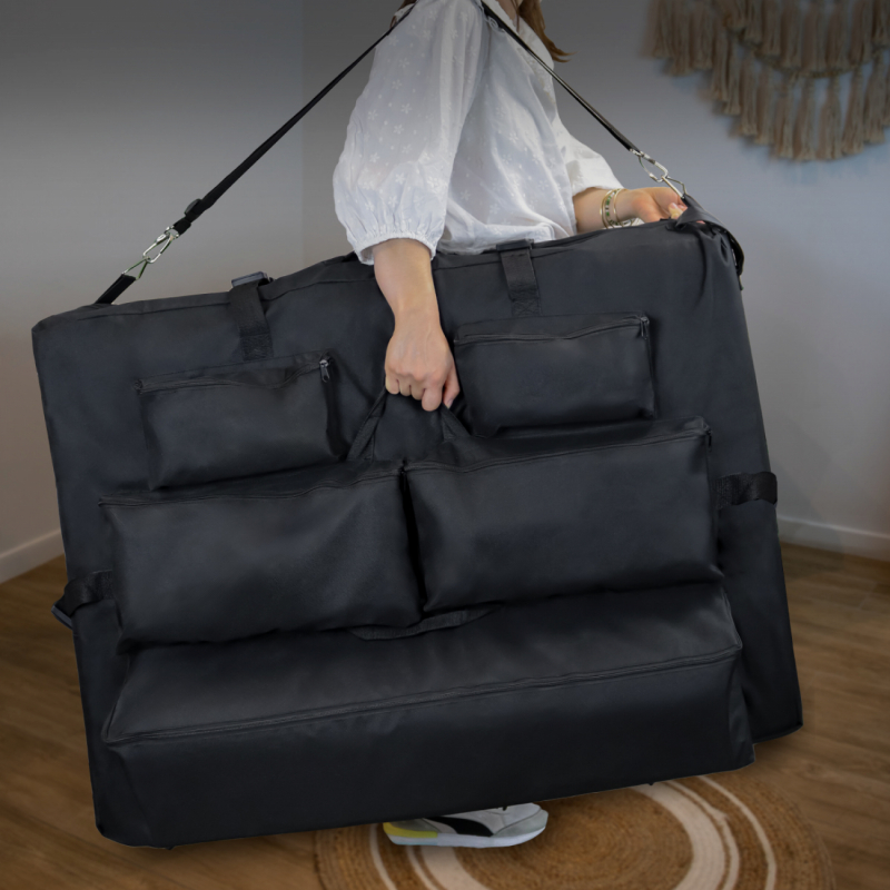 Housse de transport pour table de massage avec rangements - Noir