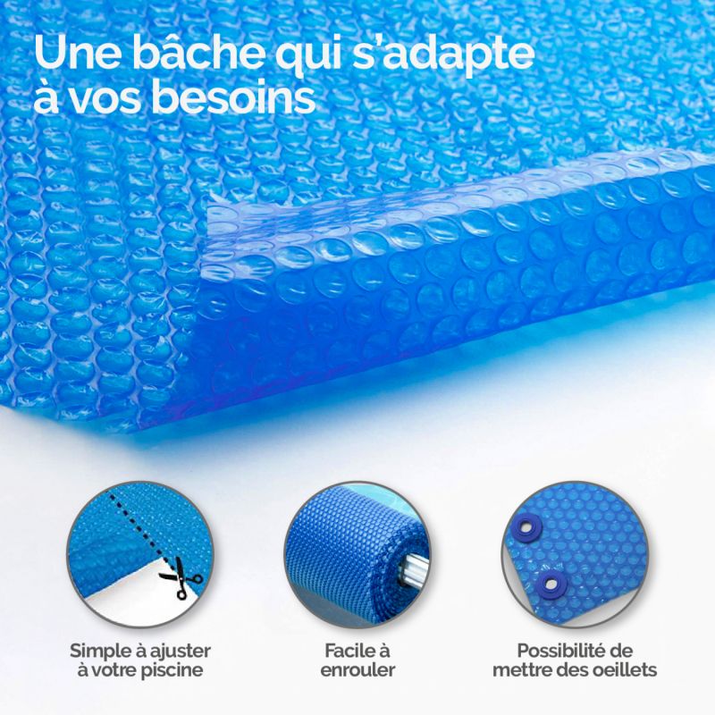 Bâche à bulles ovale 3,10 x 3,66 m - 180 Microns - Bleu