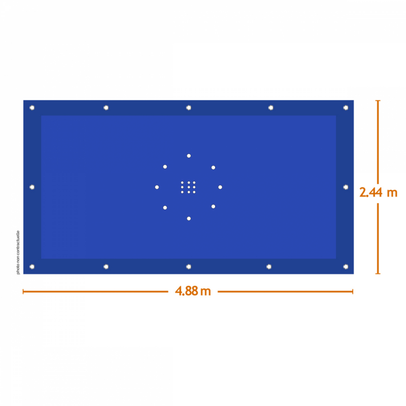 Bâche de protection pour piscine - Rectangle - 2,44 x 4,88 m - Bleu et gris