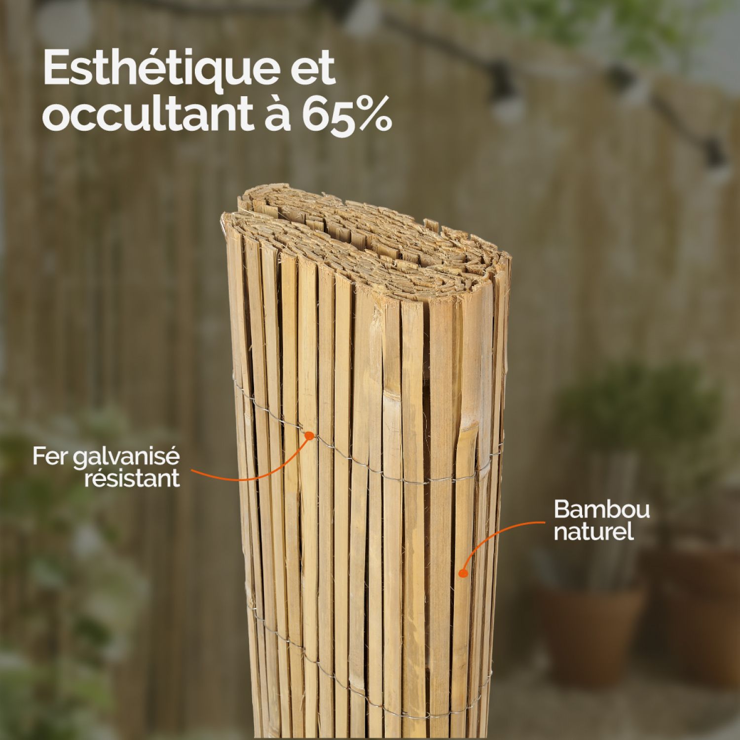 Canisse bambou H. 2 x L.5 m, 50% occultant